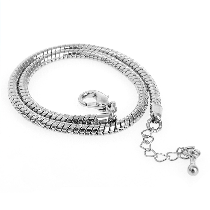 Браслет для шармов &laquo;Карабин&raquo;, основа, цвет серебро, 23 см