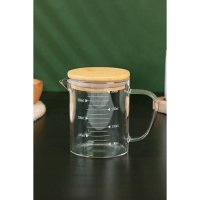 Кувшин для воды стеклянный мерный с бамбуковой крышкой BellaTenero &laquo;Эко&raquo;, 350 мл, 12,5&times;7,5&times;11,5 см, мерная шкала цвет МИКС