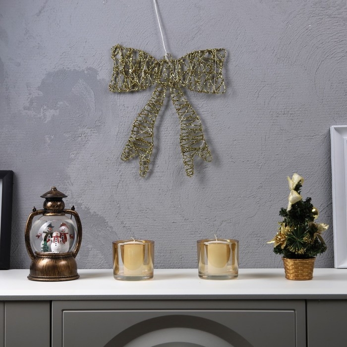 Светодиодная фигура &laquo;Бант&raquo; 27.5 &times; 30 см, металл, батарейки ААх2 (не в комплекте), свечение тёплое белое