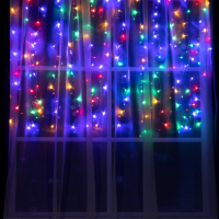 Гирлянда &laquo;Занавес&raquo; 1.5 &times; 1 м, IP20, прозрачная нить, 180 LED, свечение мульти, 8 режимов, 220 В