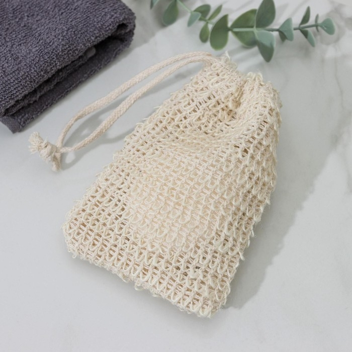 Мочалка-мешочек из сизаля Доляна, для вкладывания мыла, 10&times;14 см