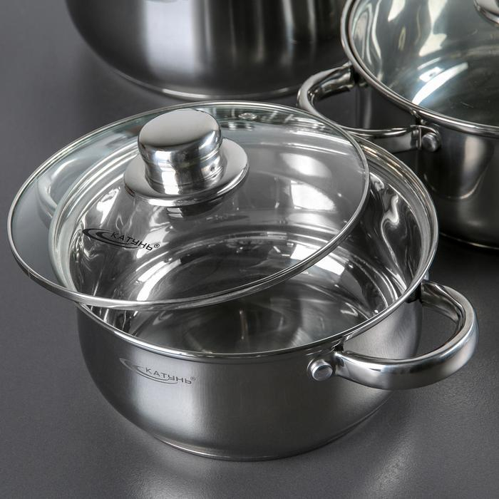 Набор кастрюль &laquo;Гретта&raquo;, 3 предмета: 2,2 л, 3,2 л, 4,2 л, капсульное дно, индукция