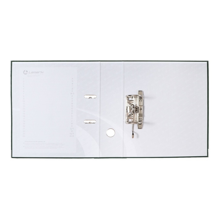 Папка-регистратор А4, 75 мм, Calligrata, ПВХ, тиснение "лен", металлическая окантовка, карман на корешок, собранная, зеленая, микс