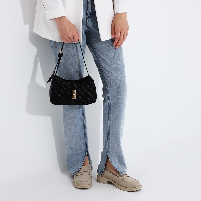 Сумка-багет на молнии, цвет чёрный