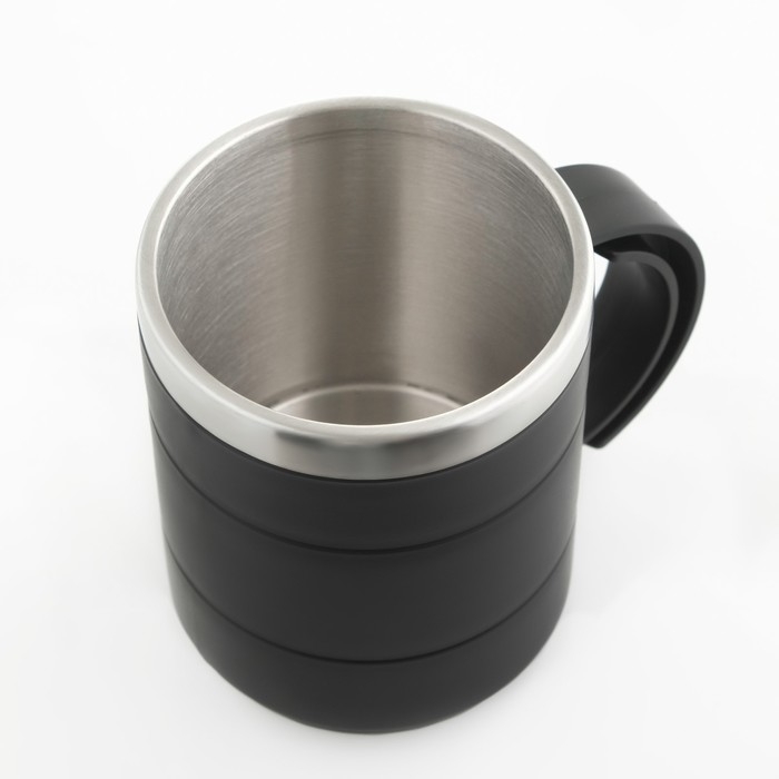 Термокружка "Мастер К" Поход, 450 мл, с ручкой, сохраняет тепло 2 ч, 11 х 8 см, черная