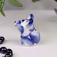 Сувенир гжель &laquo;Мышка&raquo;, бело-синий,керамика, малая,