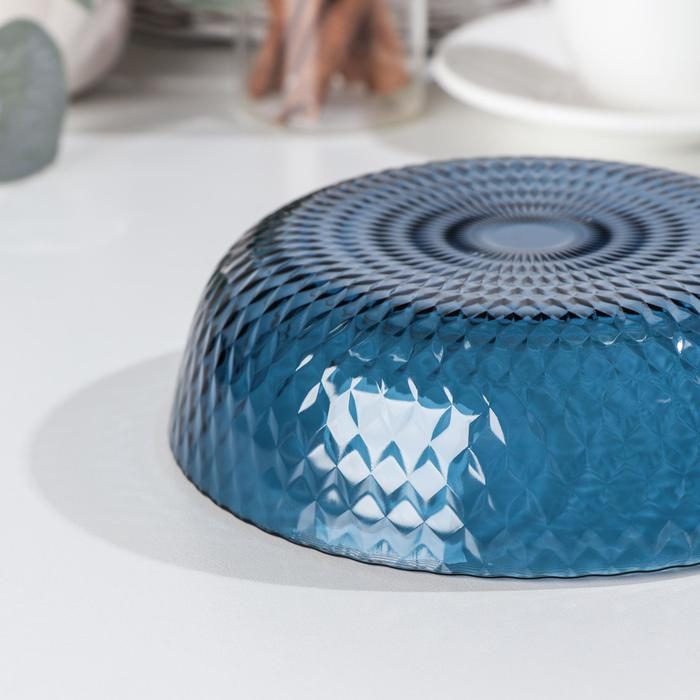 Тарелка глубокая стеклянная &laquo;Идиллия&raquo;, 850 мл, d=18 см, цвет лондон топаз