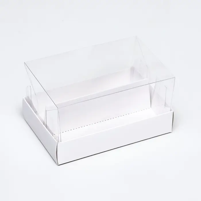 Кондитерская коробка складная под 2 эклера, белая, 9&times;13.5&times;7 см