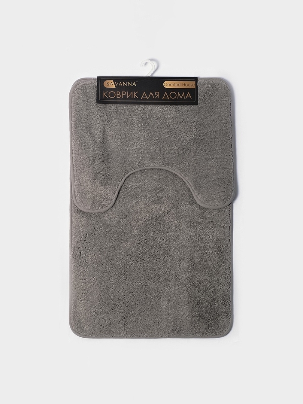 Набор ковриков для ванной "Анси" из микрофибры Доляна 40х50 и 50х80 см, серый