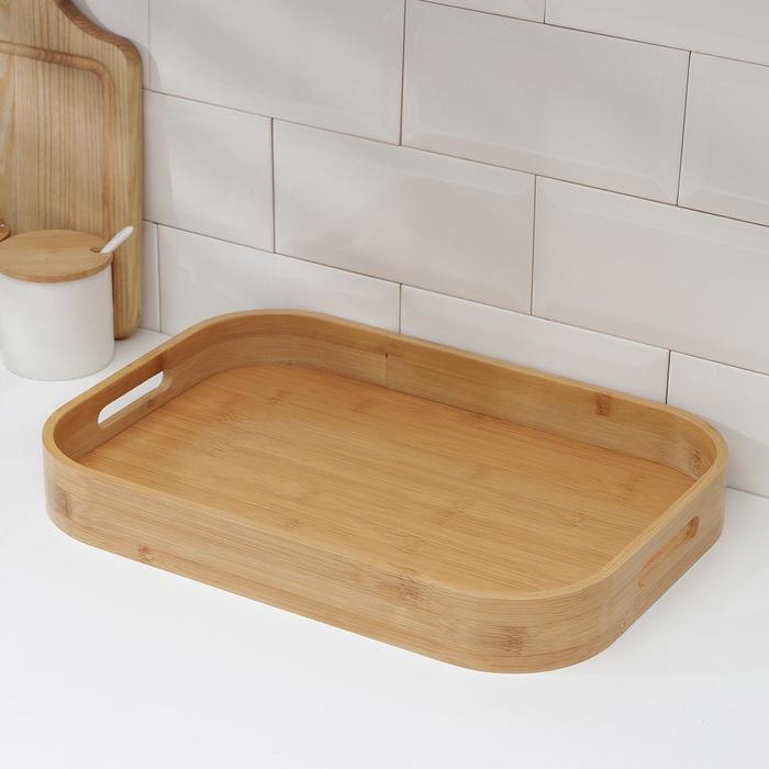 Поднос с ручками Доляна Striata, 40&times;28&times;4,5 см, бамбук