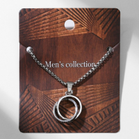 Мужской кулон, &laquo;Викинг&raquo; переплетение колец, цвет чернёное серебро, 60 см