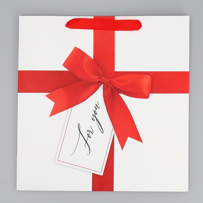 Пакет подарочный ламинированный квадратный, упаковка, For You, 30 х 30 х 12 см