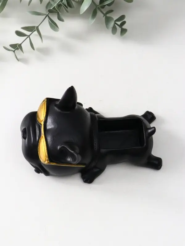 Подставка для мелочей &laquo;Французский бульдог в очках&raquo;, 7&times;14&times;8.5 см, чёрная