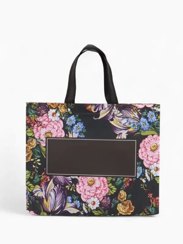 Сумка для покупок Цветы, 32*10*26. отд без молнии, черный