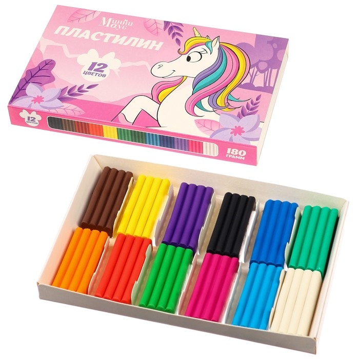 Пластилин 12цв 180г Минни и Единорог