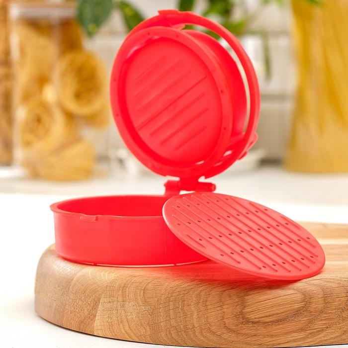 Форма для котлет Доляна Stufz, 13&times;12&times;5,5 см, цвет красный