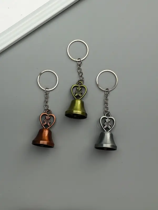 Брелок металл "Колокольчик - медвежонок в сердце" МИКС 5х2,8х2,8 см