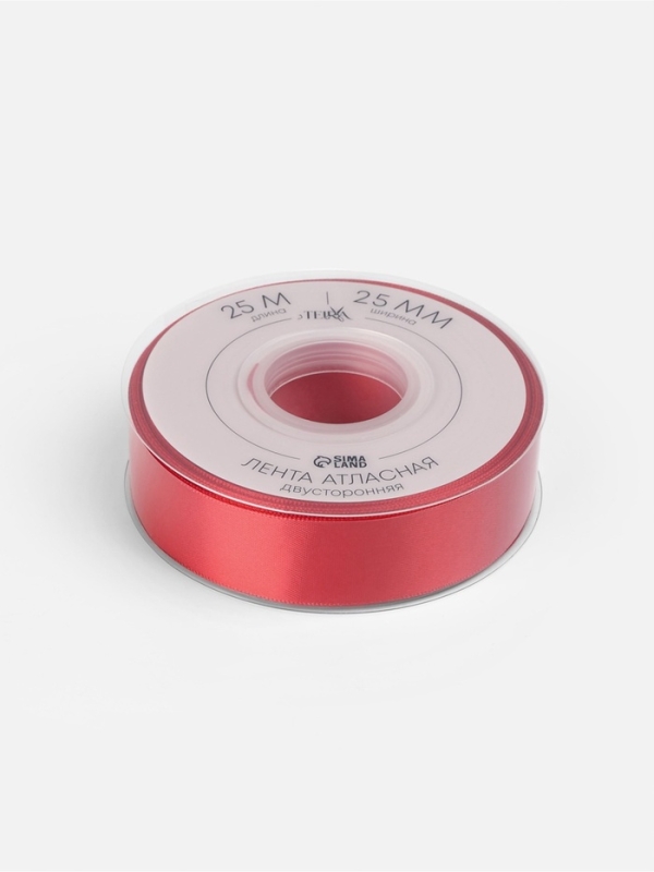 Лента атласная двухсторонняя №0250 25мм*25&plusmn;1м алый TR