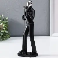 Сувенир полистоун "Вокалист" чёрный с серебром 6,5х10х26,5 см