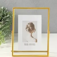Фоторамка металл на 1 фото 15х20 см "Лофт" золото гальваника 1,2х16,5х21,8 см