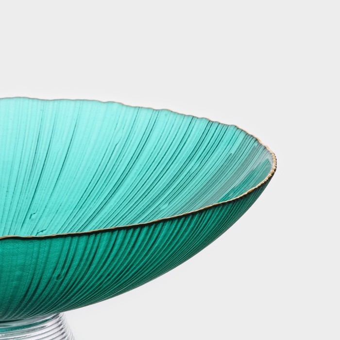 Ваза из стекла для фруктов Magistro &laquo;Фейерверк&raquo;, 3,8 л, 33&times;13,5 см, цвет изумрудный