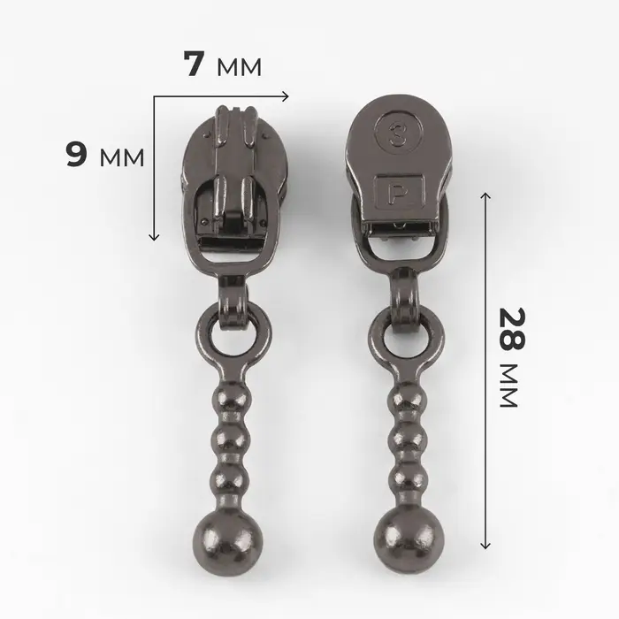 Бегунок для молнии &laquo;Спираль&raquo;, №3, декоративный, 10 шт., цвет чёрный никель