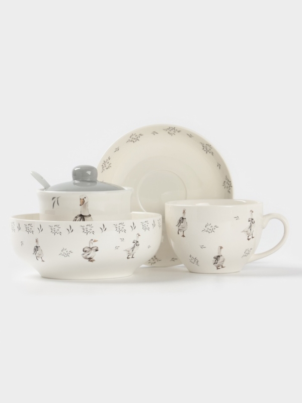 Подставка под чайный пакетик Доляна "Гуси" цвет белый  12х9х1,5 см