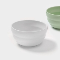 Салатники Доляна &laquo;Зефир&raquo;, 700 мл, d=15,5 см, набор 2 шт, керамика, белые, зелёные