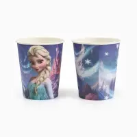 Посуда одноразовая бумажная на 10 персон: стаканы, тарелки, скатерть, Снежная принцесса