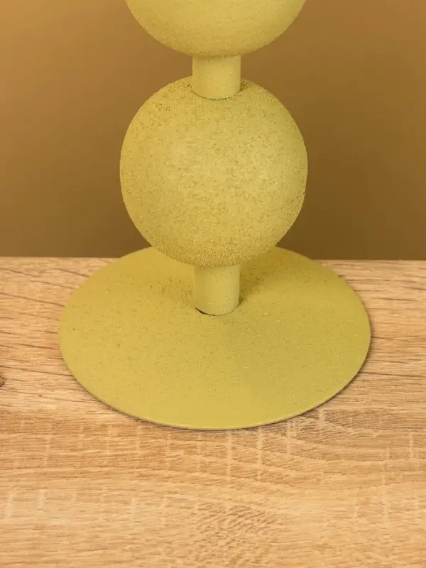 Подсвечник на 1 свечу текстурный "Оливковый" с 2 сферами 8,5х8,5х18 см