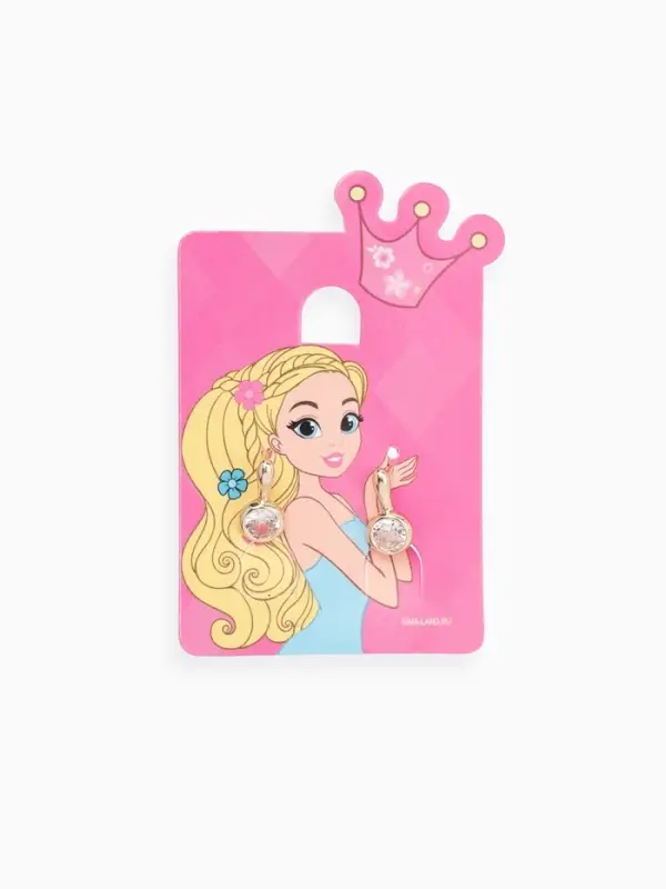 Серьги детские "Выбражулька" как у мамы, стразик, цвет белый в золоте