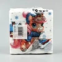 Салфетки бумажные Гармония цвета многоцветие "Лошадка с подарками", 24*24 см 50 листов