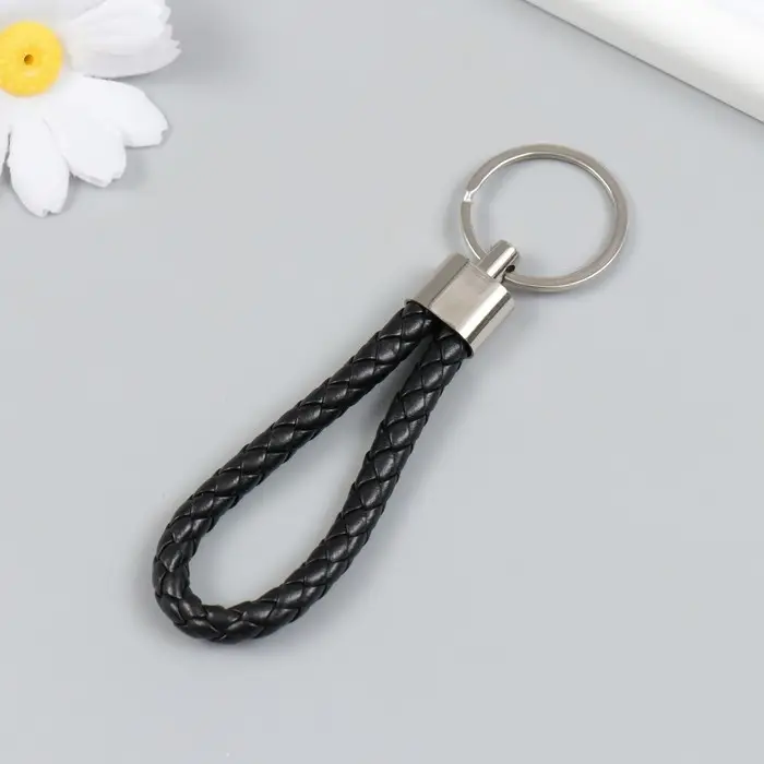 Брелок металл кожзам "Ремешок" чёрный 10х4 см