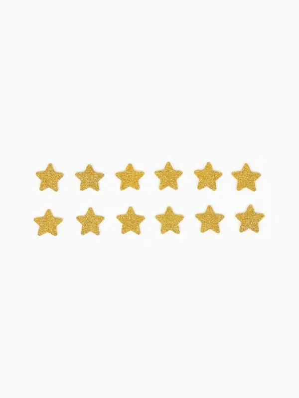 Звезды золото на клеевой основе 3 см (набор 12 шт.)