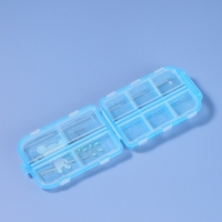 Таблетница, 9,5 &times; 6 &times; 3 см, 10 секций, цвет голубой