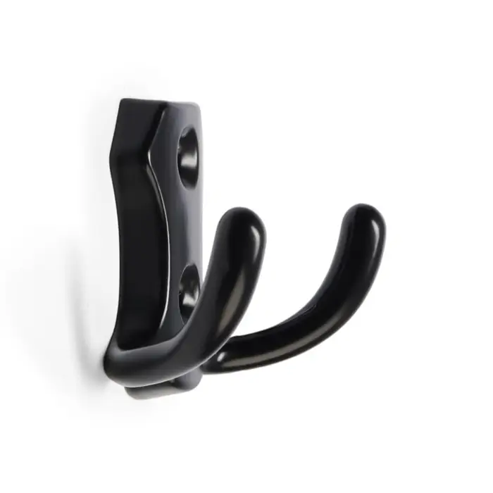 Крючок мебельный ТУНДРА TKd=007, двухрожковый, черный