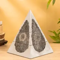 Шкатулка "Пиамидка" 21х21х31 см, МДФ, цв. серебро