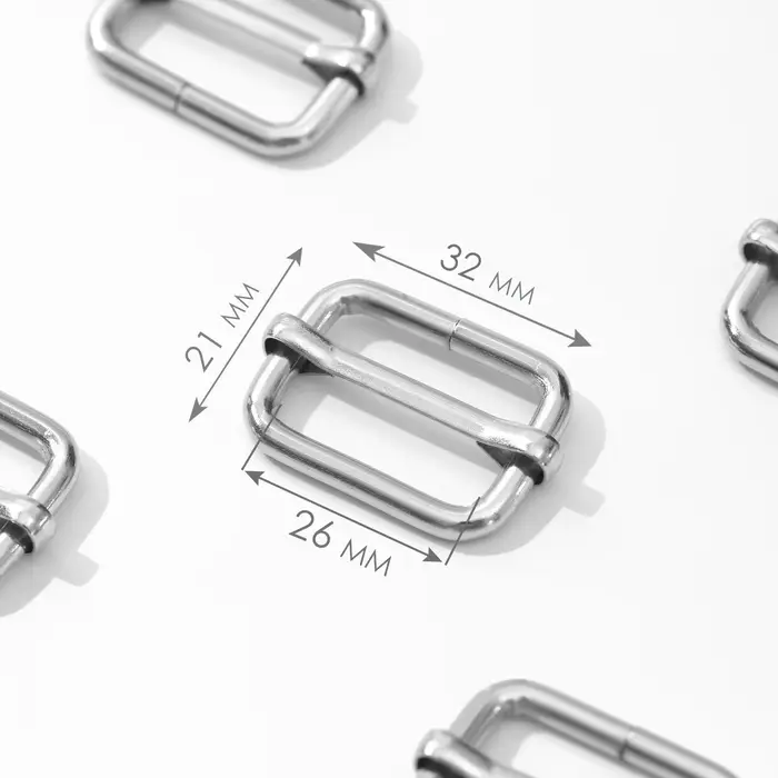 Пряжка регулирующая, вн. ширина=26 мм, s=3 мм, 5 шт., цвет серебряный