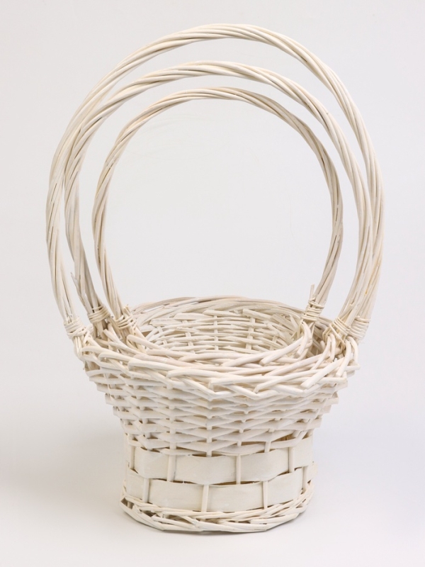 Набор 3 шт корзин плетеных 28х28х16, 22х22х15, 19х19х14 см, плетеная ручка h=_ см, серый