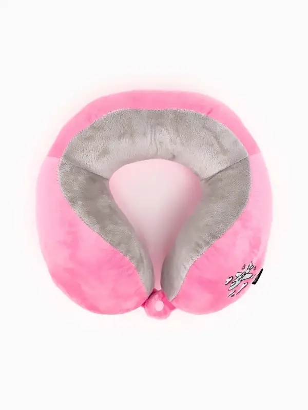 Подушка для путешествий бархатная формовая "Самолет", розовая