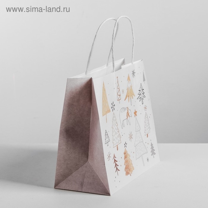 Пакет подарочный новогодний крафт &laquo;Волшебство&raquo;, 25 х 22 х 12 см