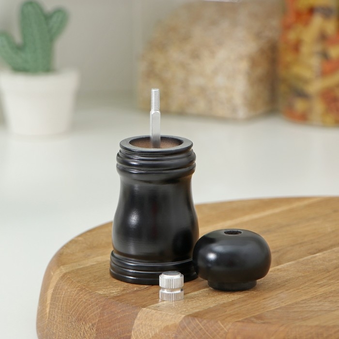 Мельница для специй Доляна &laquo;Дуновение леса&raquo;, 10,5&times;4,5 см, керамический механизм, цвет тёмное дерево