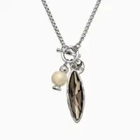 Кулон на цепочке "Стиль" эллипс, цвет серый в серебре