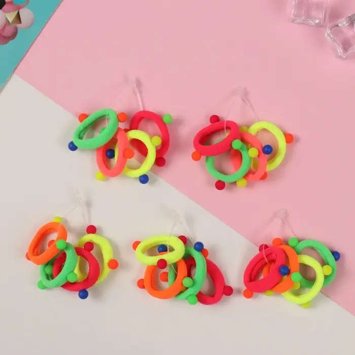 Резинка для волос "Милка" (набор 5 шт) колор бусинки, 2 см, микс