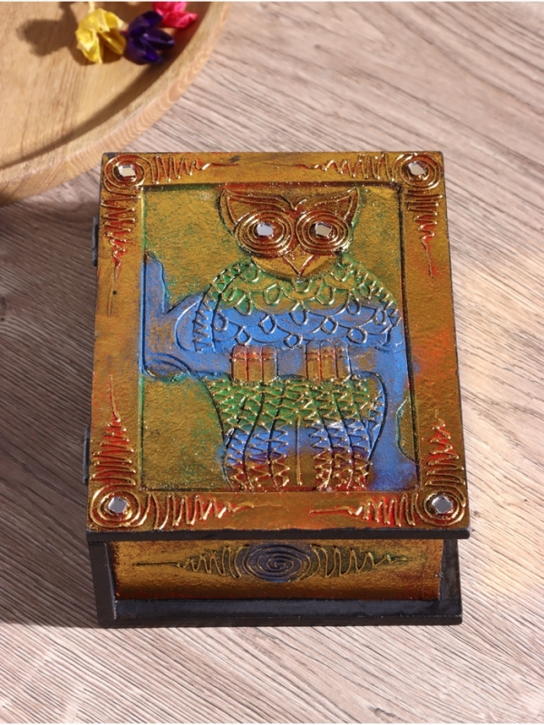 Шкатулка резная МДФ "Сова", 15х19х7,5 см