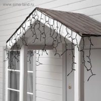 Гирлянда "Бахрома" 3 х 0.6 м , IP65, УМС, тёмная нить каучук, 108 LED, свечение синее, 220 В