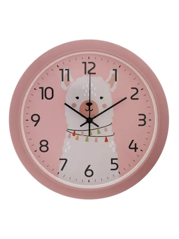 Часы настенные "Альпака", детские, плавный ход,  d=29см, розовые