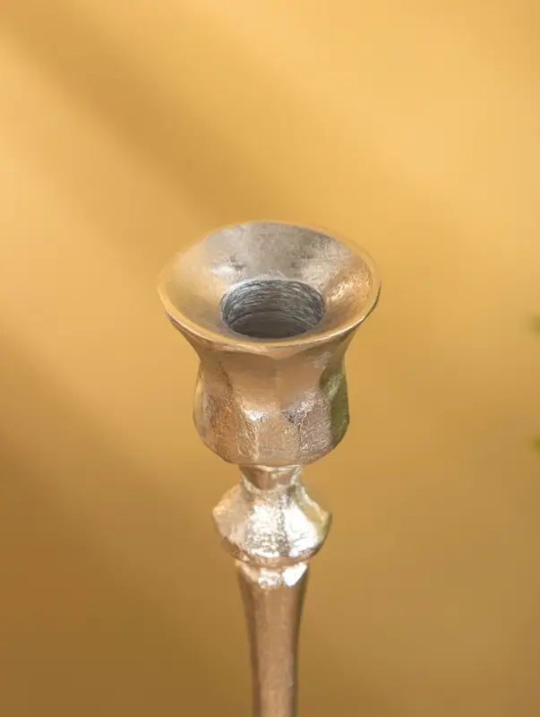 Подсвечник "Грани" алюминий 30 см, цв. серебро