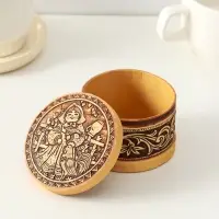 Шкатулка круглая "Машенька", 8,5х5см, береста