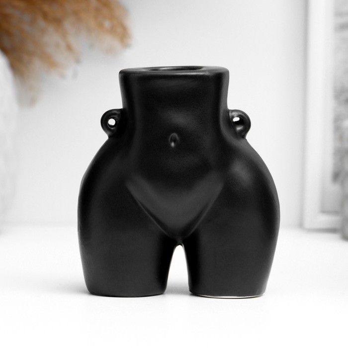 Подсвечник "Марта" черный глянец, 10х6х8см